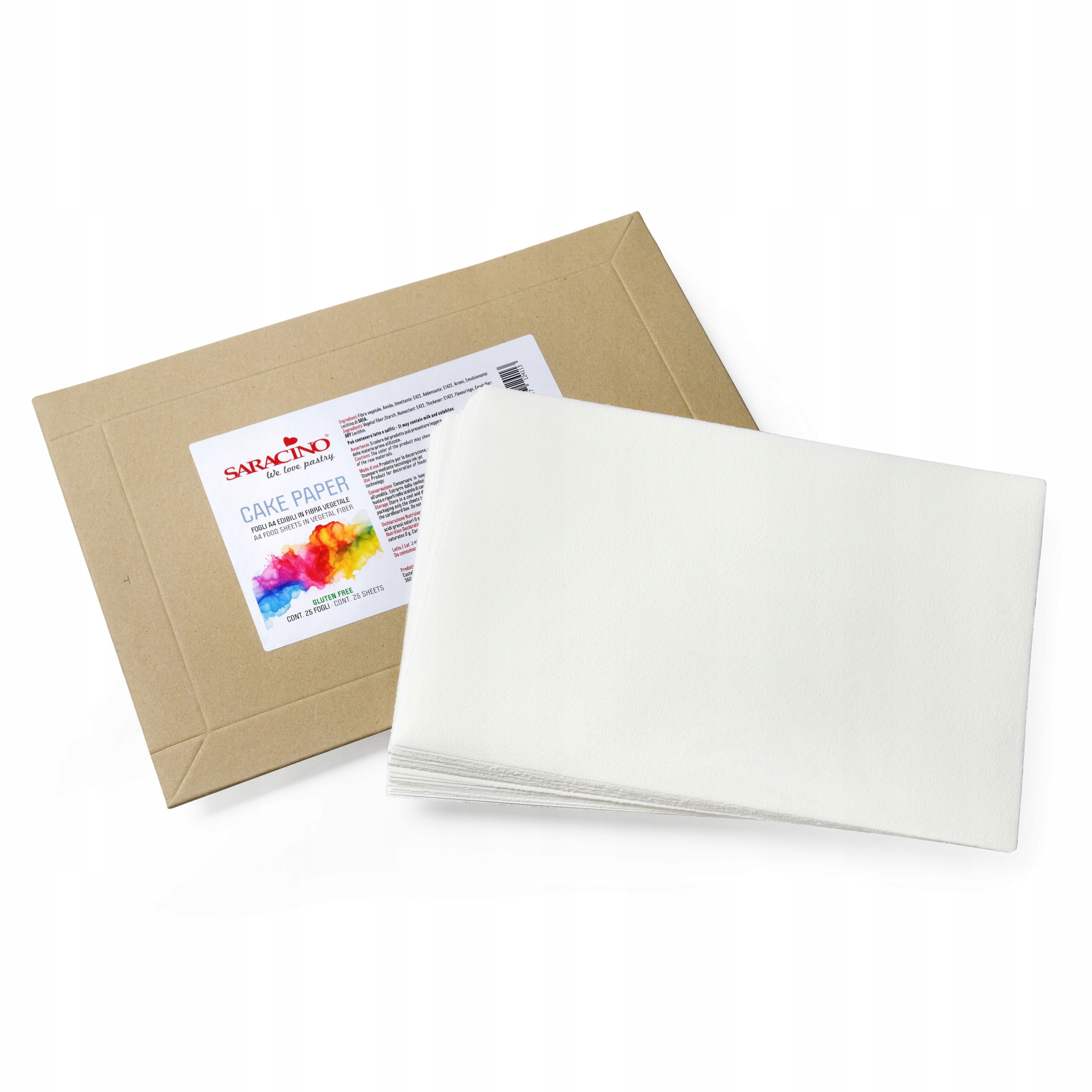 Papier jadalny skrobiowy A4 bez cukru Saracino Biały 25 arkuszy