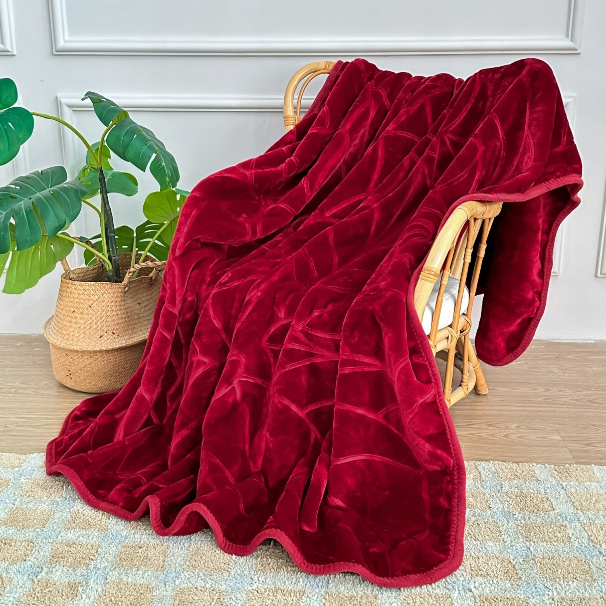 Červená Teplá Deka Tlustý Měkký Přehoz Na Postel Pohovka 200x220 LIV