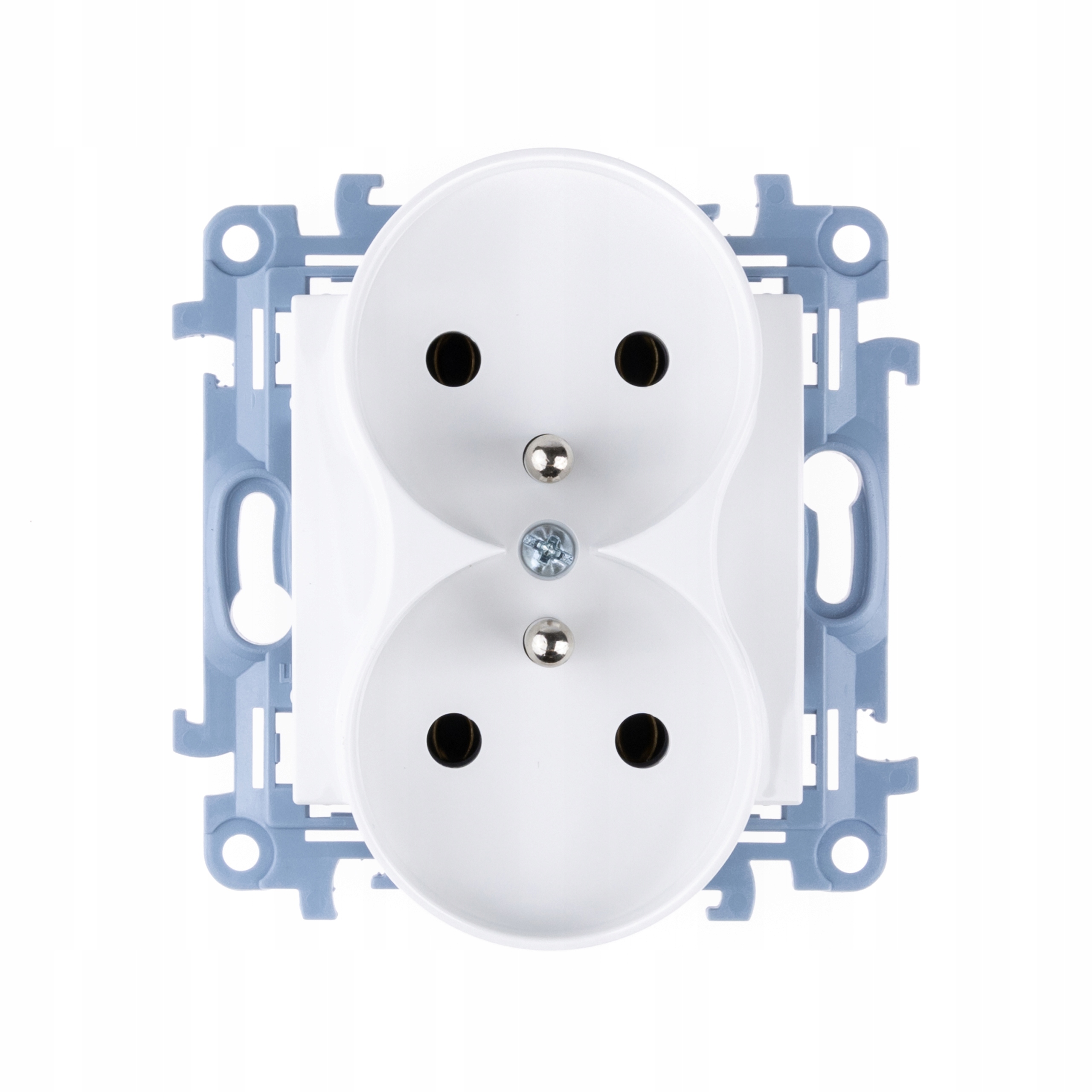 SIMON 10 GNIAZDO Podwójne z bolcem Z/U białe do ramek CGZ2M.01/11