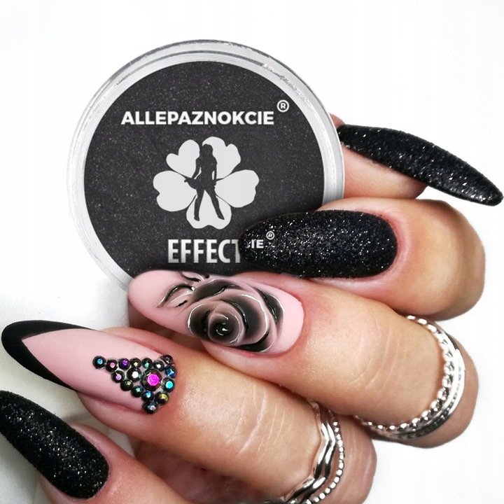 BROKAT GLITTER PYŁEK DO ZDOBIEŃ PAZNOKCI CZARNY