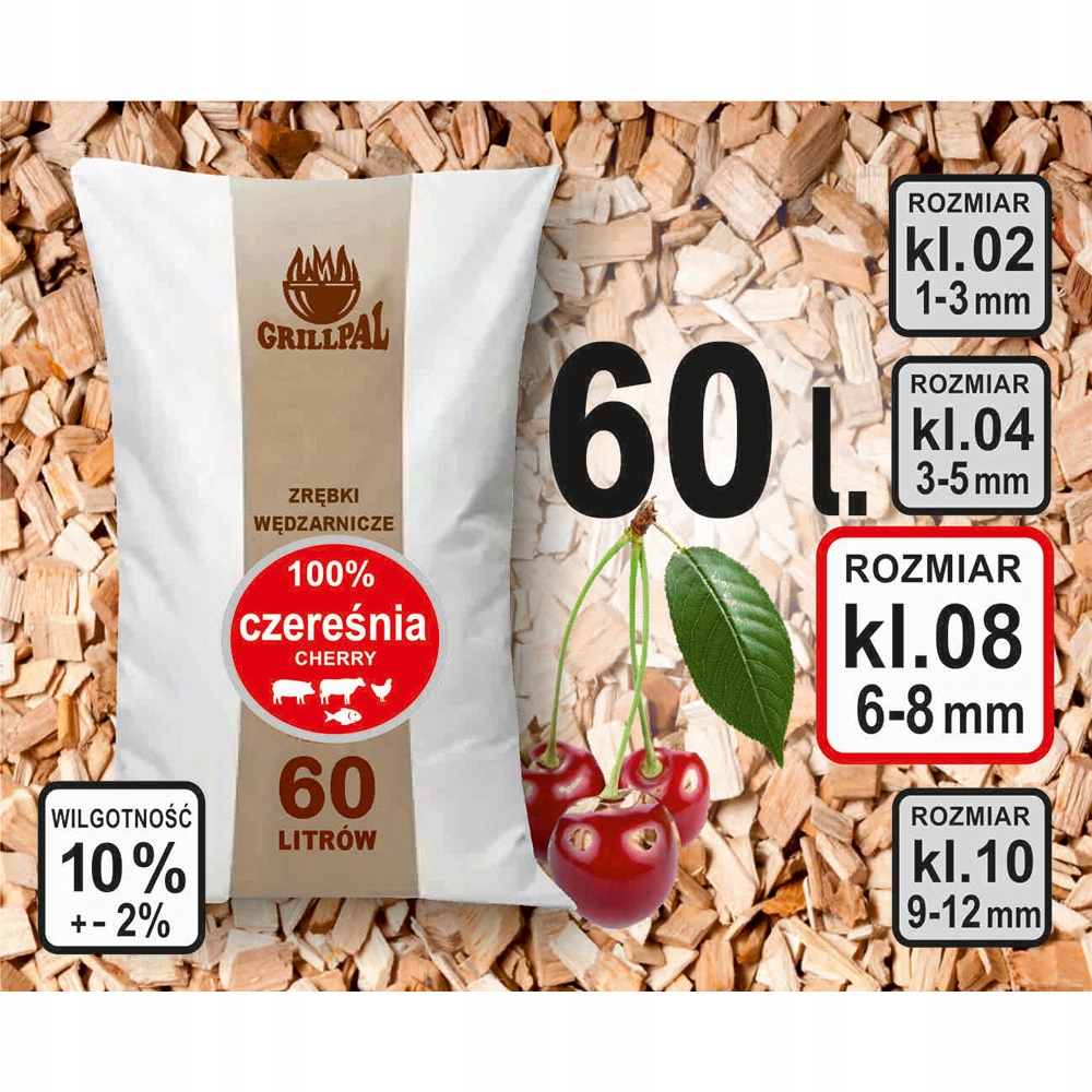 Zrębki wędzarnicze CZEREŚNIA KL-08/60L GRILLPAL