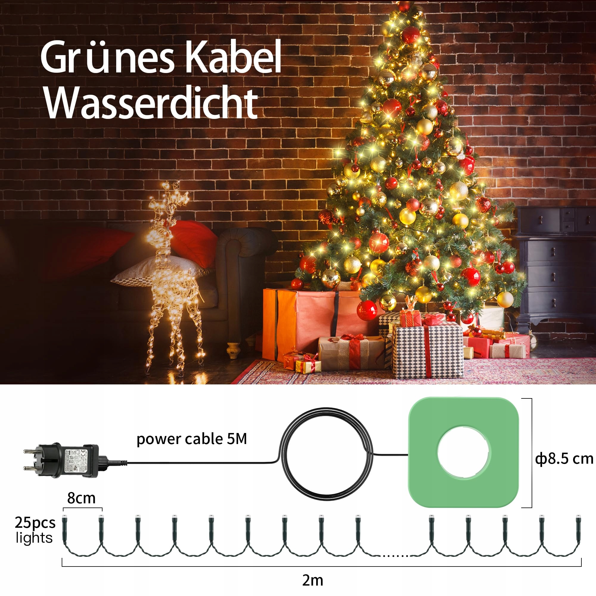GYLEFY LAMPKI CHOINKOWE WODOODPORNE GIRLANDA ŚWIĄTECZNA 2M 400 LED IP65 — miniatura 5