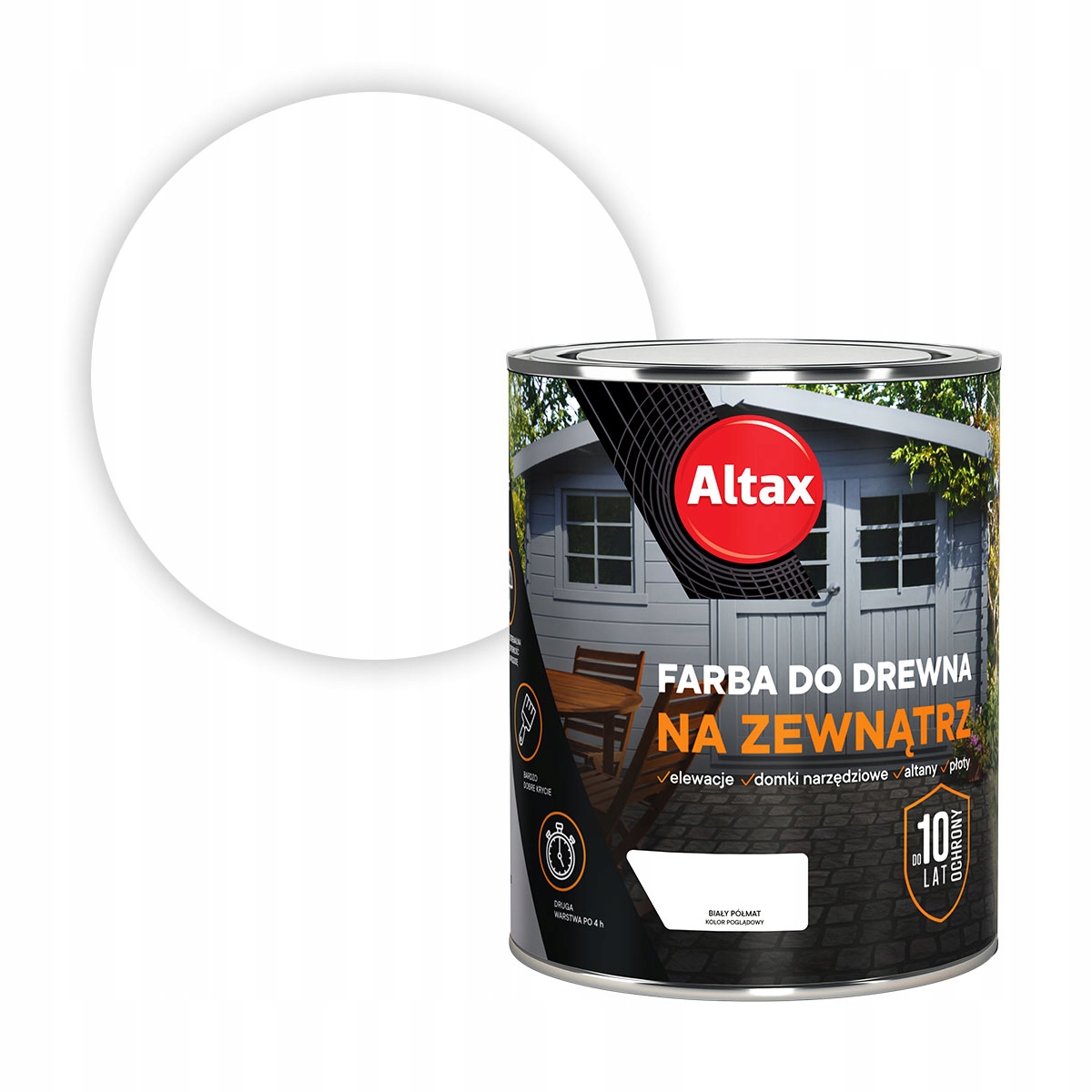 ALTAX FARBA DO DREWNA 0,75L BIAŁY PÓŁMAT