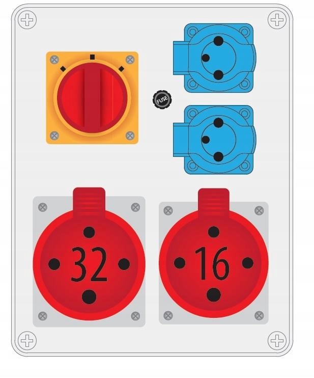 Rozvádzač R-box 240 2x230V 1x32A/4P 1x16A/4P L-0-P B.1615W
