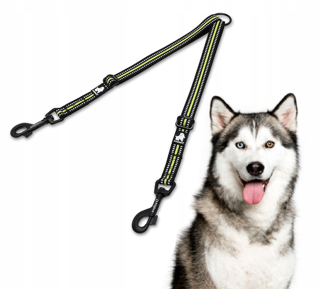 Levně Dvojháček Na Vodítko Pro Psa S Reflexní Regulací Truelove L 68 CM Černo-žlutý