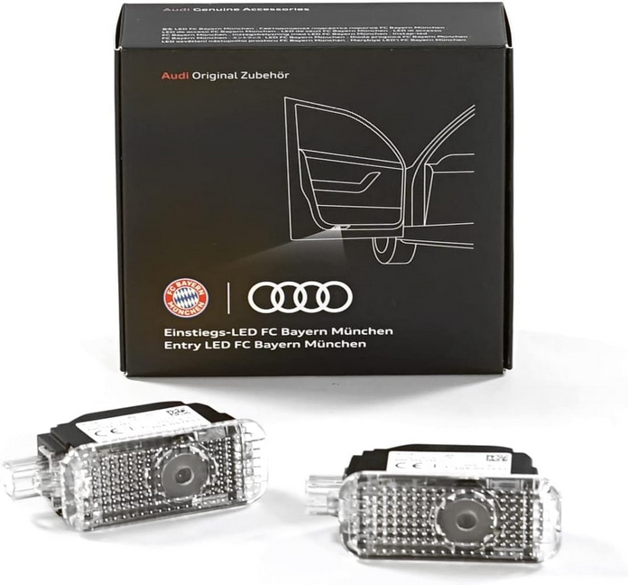 Audi projektor vstupného osvetlenia, projekcia krúžkov a Fc Bayern Munchen