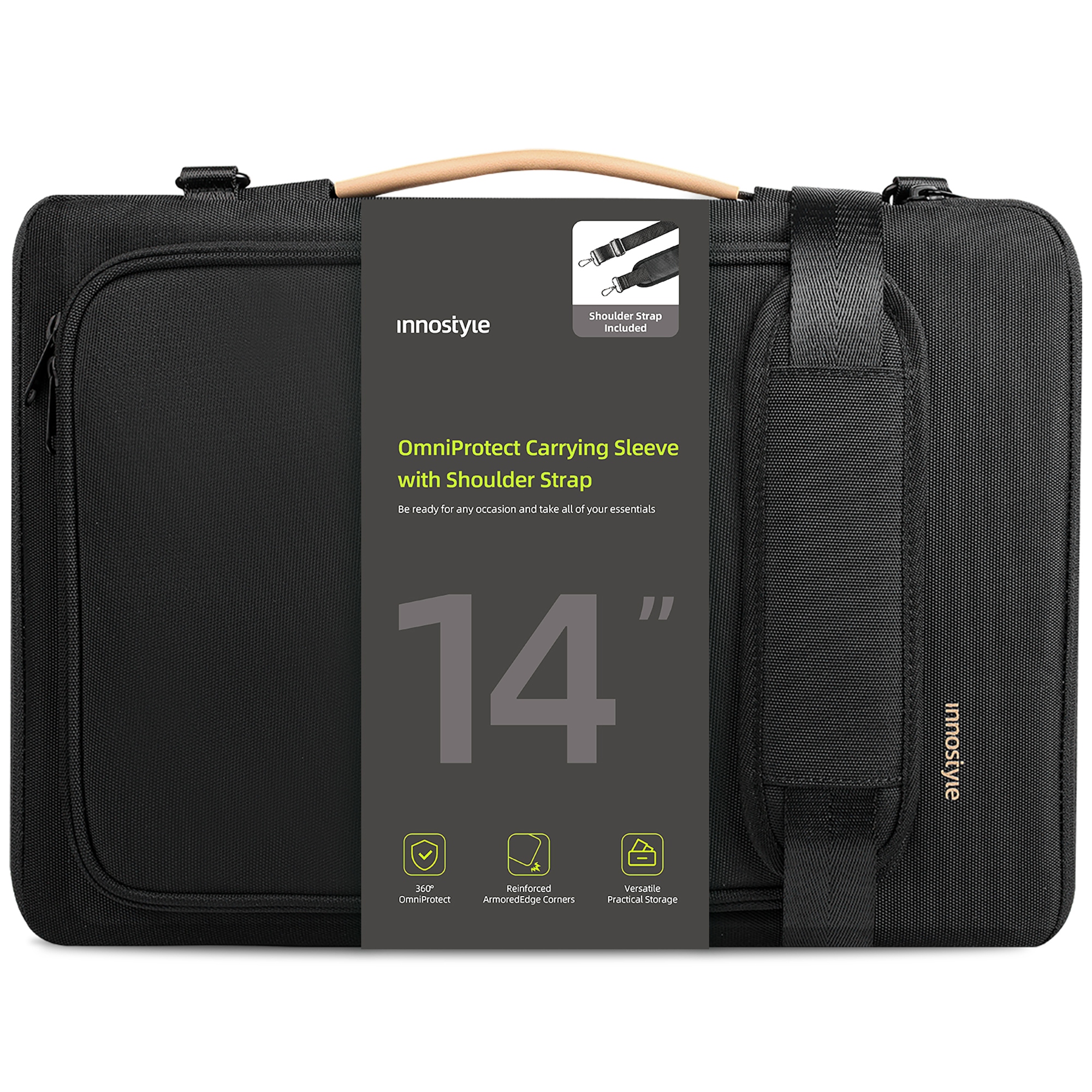 Innostyle Taška Na Notebook 13 14 Voděodolná Pouzdro Pouzdro Omniprotect Popruh