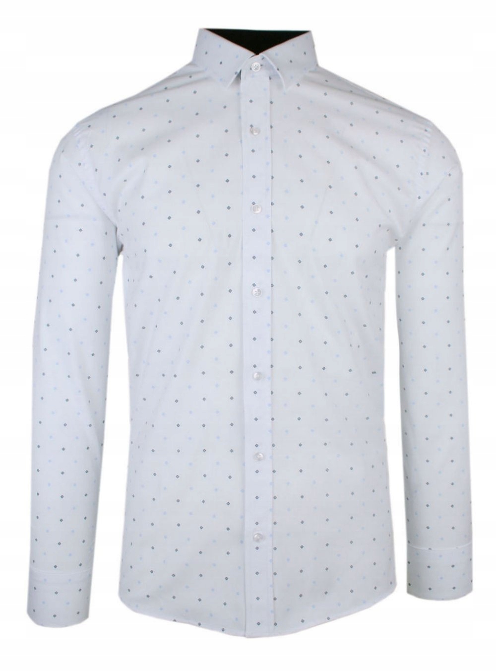 Pánská vypasovaná návštěvnická košile Rigon bílá s puntíky 42/176-182