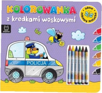 Kolorowanka z kredkami woskowymi. Książka fioletowa