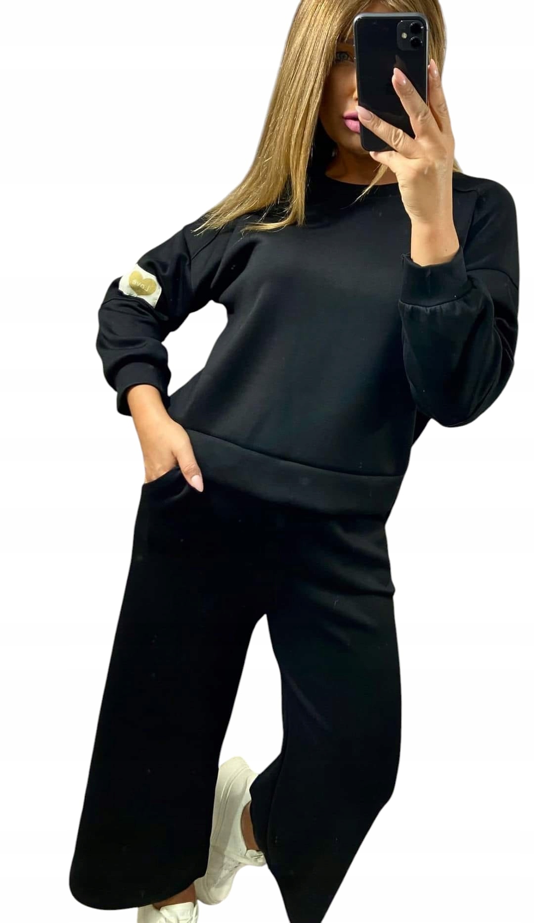Z933 Teplákovka Oversize Nášivka Na Rukávech Švédská Černá vel. 52 (6XL)