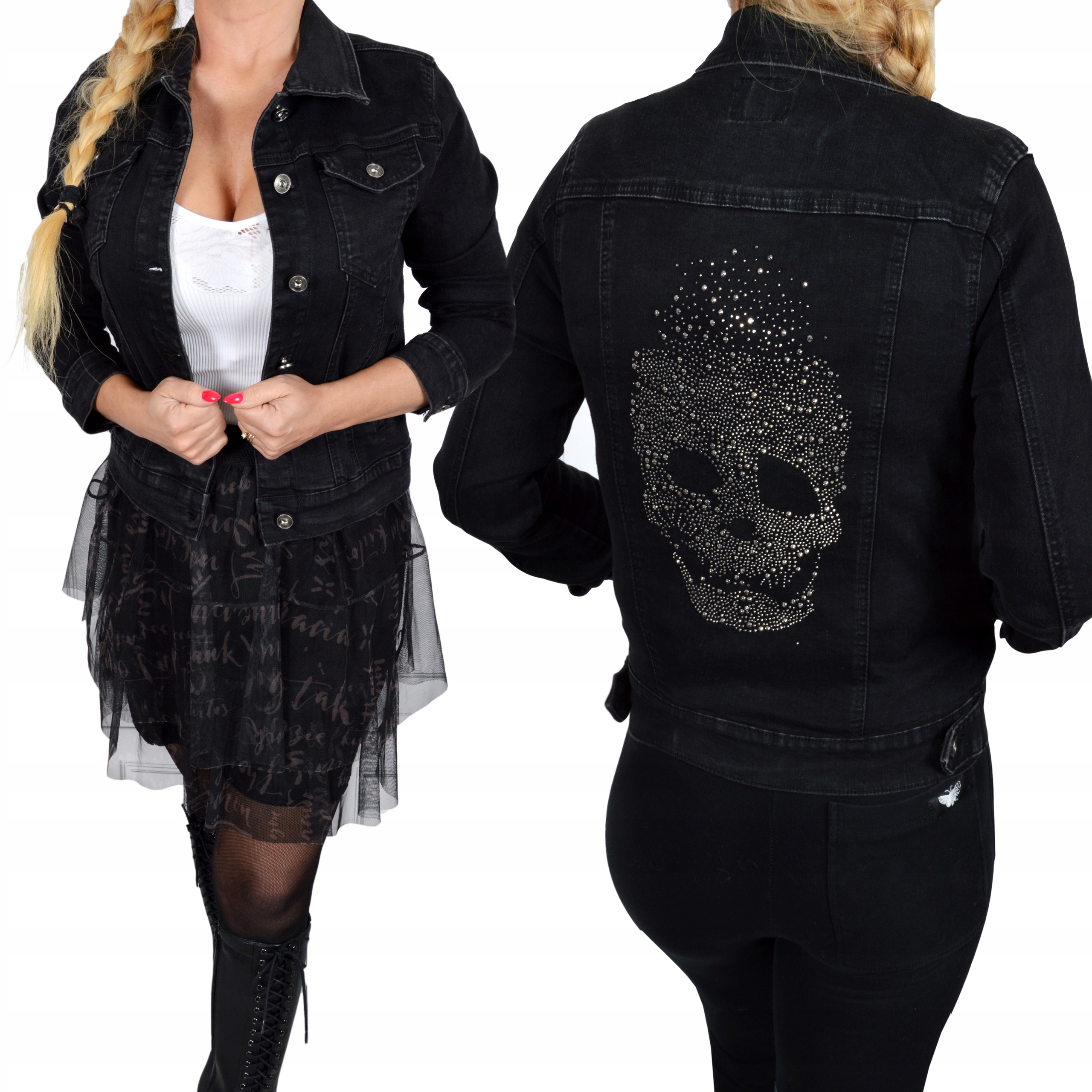 

Katana Kurtka Jeans Klasyczna Jeansowa Kryształki