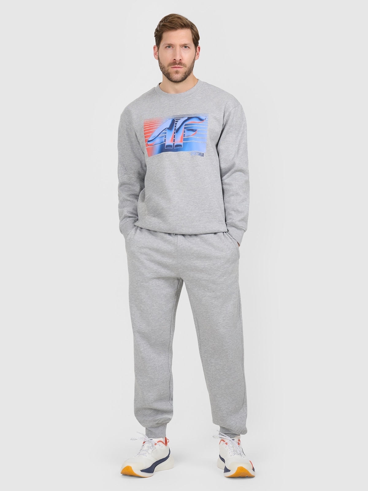 4F Pánské jogger tepláky šedé XXL