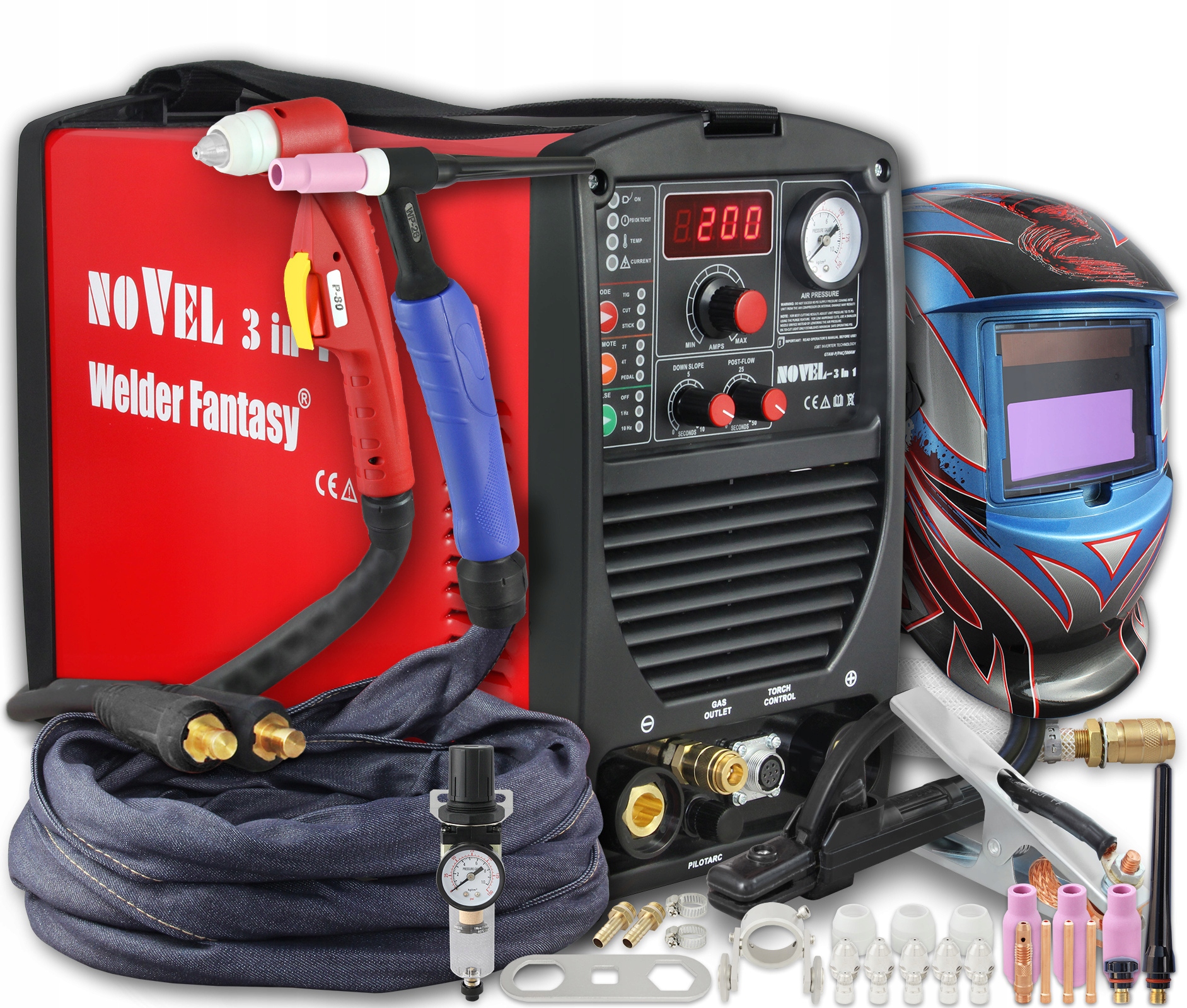 Плазменный сварочный аппарат NOVEL TIG DC MMA Mask 3035