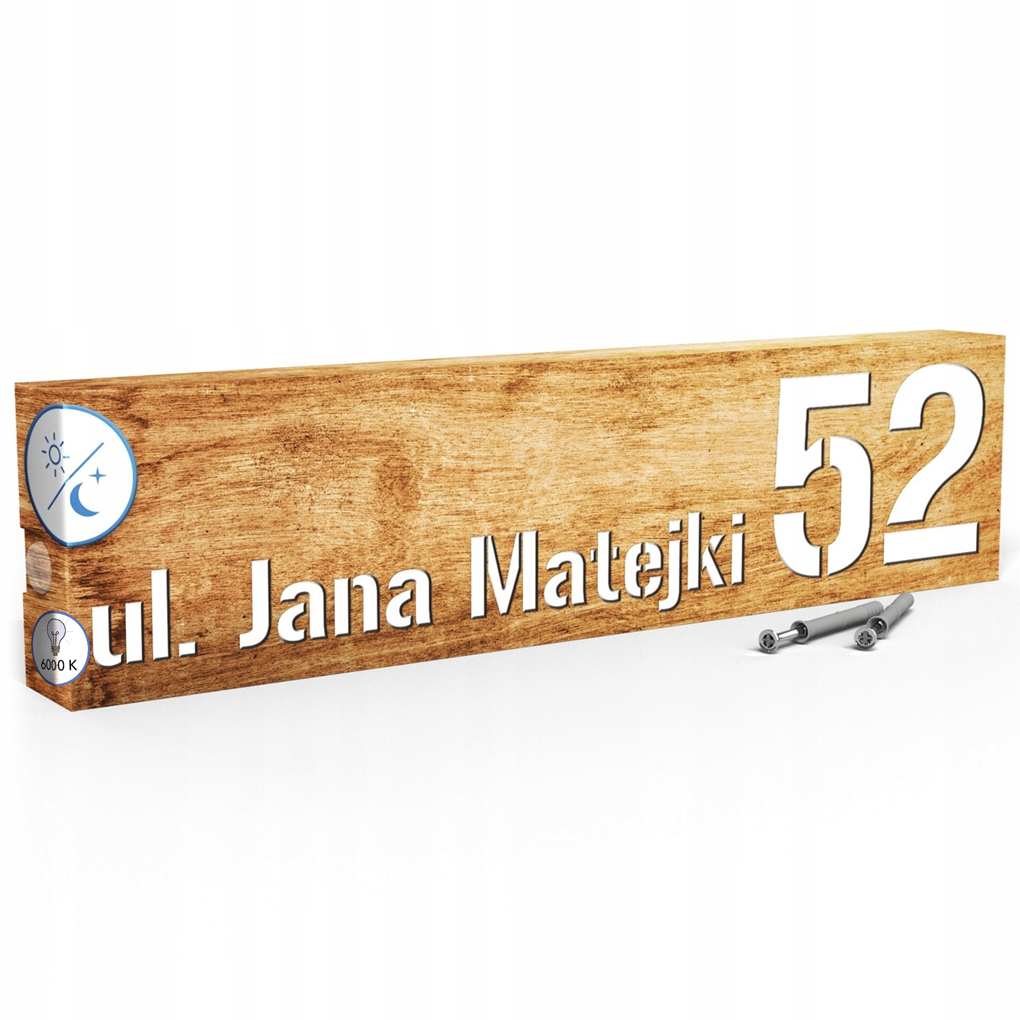 Podsvícené Číslo Na Dům Adresová Tabulka Led 40X10 cm Senzor Soumraku