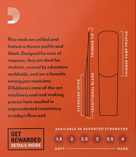 Stroik saksofon altowy alt 2 RICO Daddario RJA1020 1 szt. Przeznaczenie do saksofonu