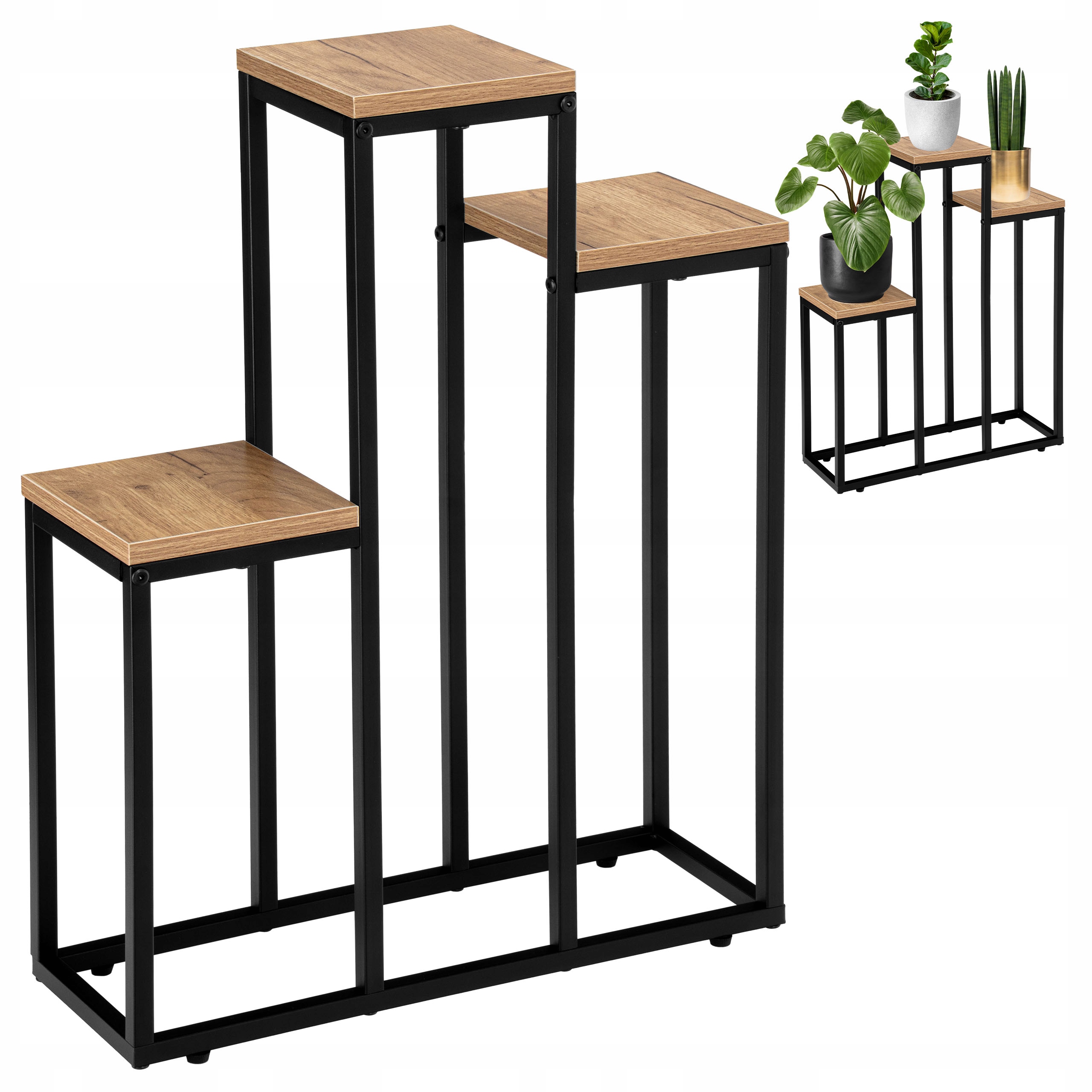 KWIETNIK STOJĄCY METALOWY Z PÓŁKAMI STOJAK NA KWIATY LOFT 3 POZIOMY 67 CM