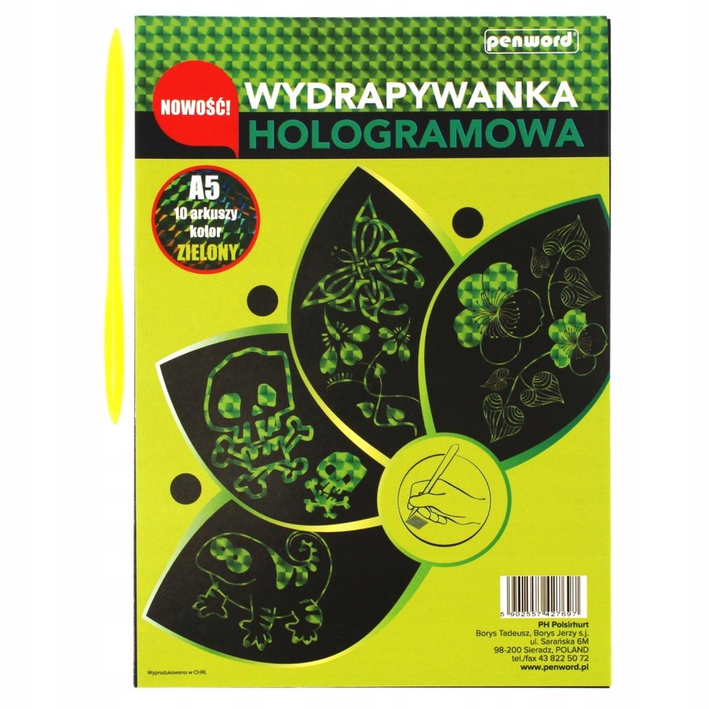 wydrapywanka hologramowa A5 ZIELONA a'10 + rylec — 7