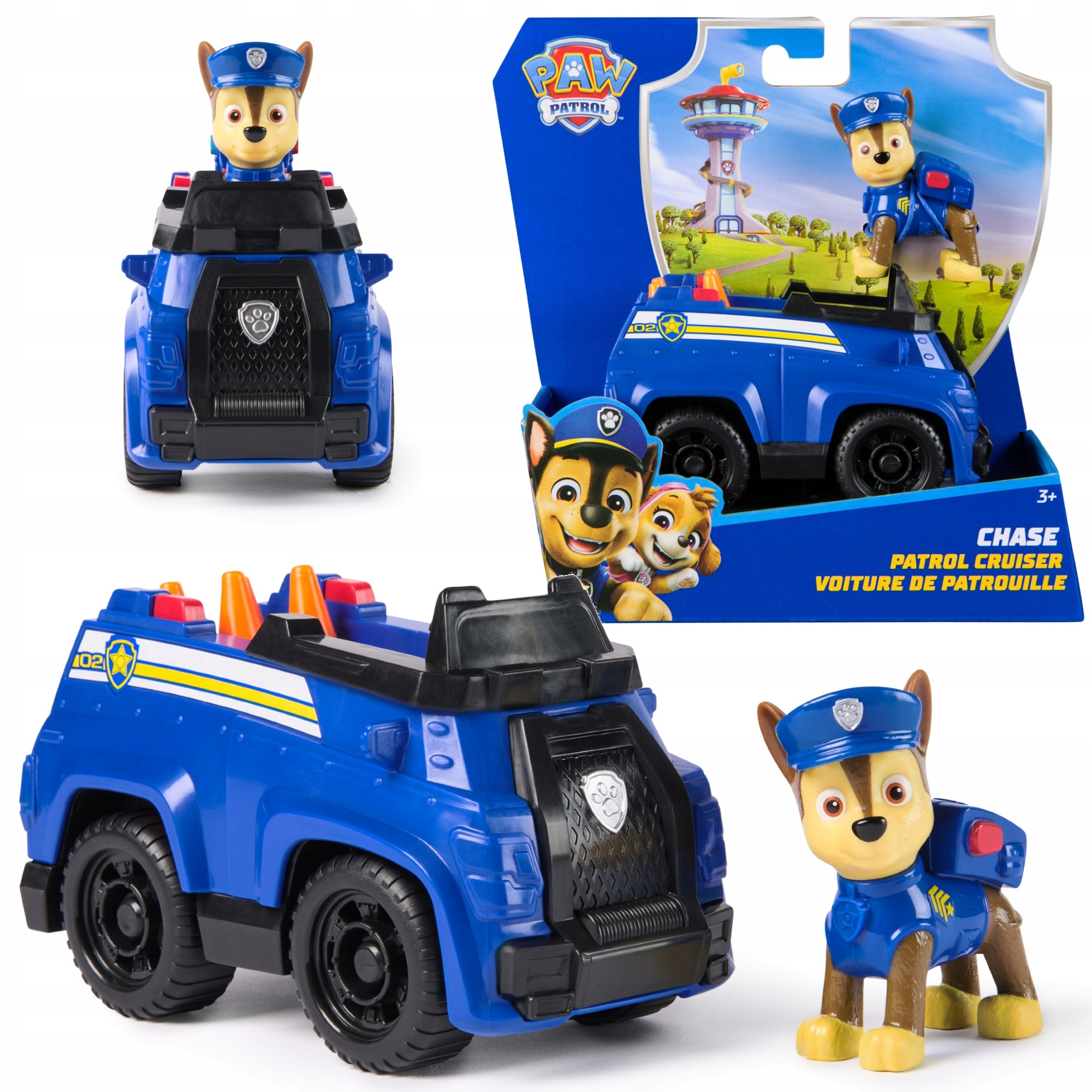 PSI PATROL CHASE POJAZD RADIOWÓZ POLICYJNY + FIGURKA ZESTAW 2W1