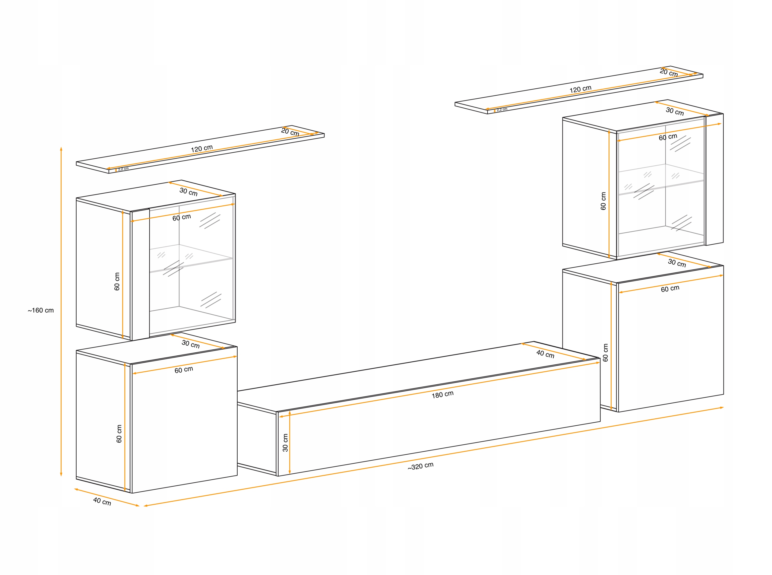 MEBLOŚCIANKA SWAP XIV - MAT PVC I W. POŁYSK PVC WT Marka ASM