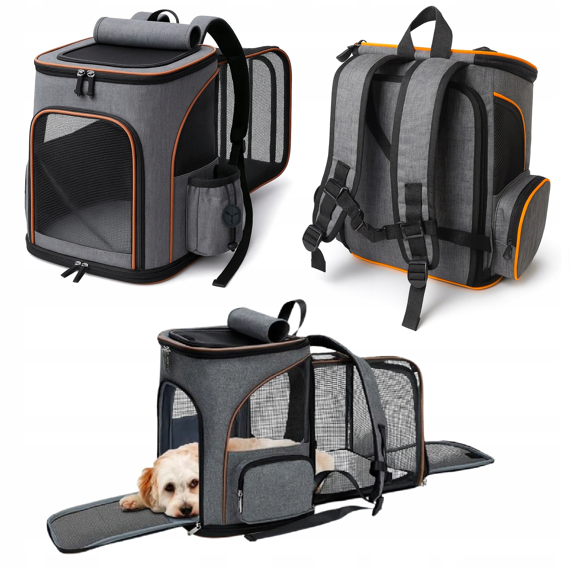Přepravka batoh pro kočky a Psa, skládací, Větraný, Rozšířený (I219)