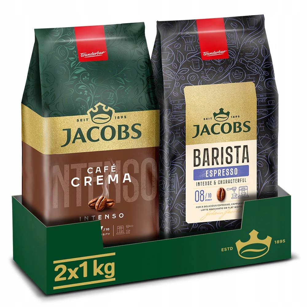 Kawa ziarnista Jacobs Crema Intenso, Barista Espresso, 2x 1kg