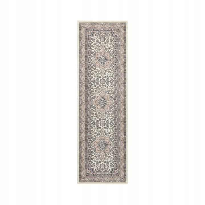 Běhoun 80x250 cm, tradiční vzor do předsíně, šedo-růžově krémový