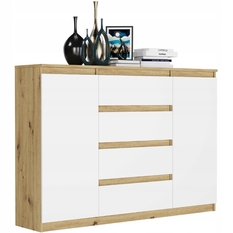 Modna KOMODA 140 SZAFKA 4 SZUFLADY 2 PÓŁKI R-140-S4 ARTISAN MIX