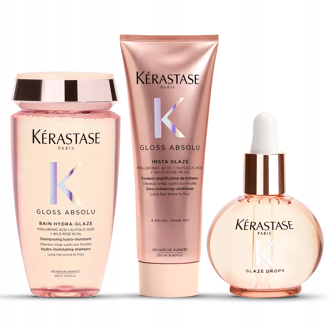 Kérastase Gloss Absolu Zestaw Szampon Odżywka Olejek Do Włosów Puszących