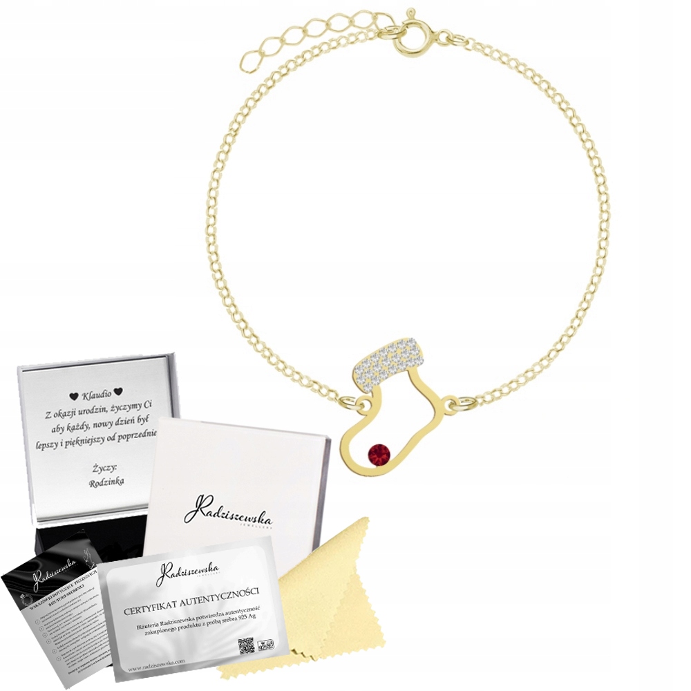 Zlatý náramek Vánoční ponožky Vánoce 925 Přání Bonus