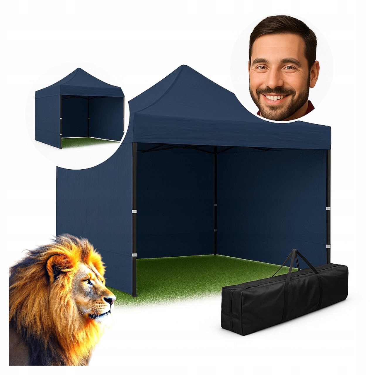 Namiot stoisko 3x3 regulowany pawilon handlowy ekspresowy Pvc 3 ścianki