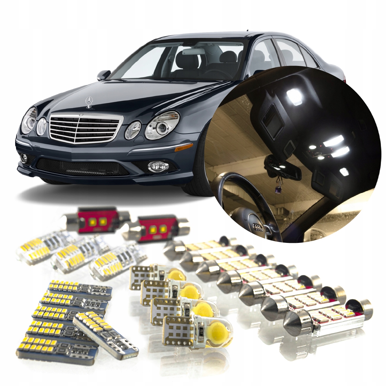 Mercedes E W211 Sada Led osvětlení interiéru! Vip