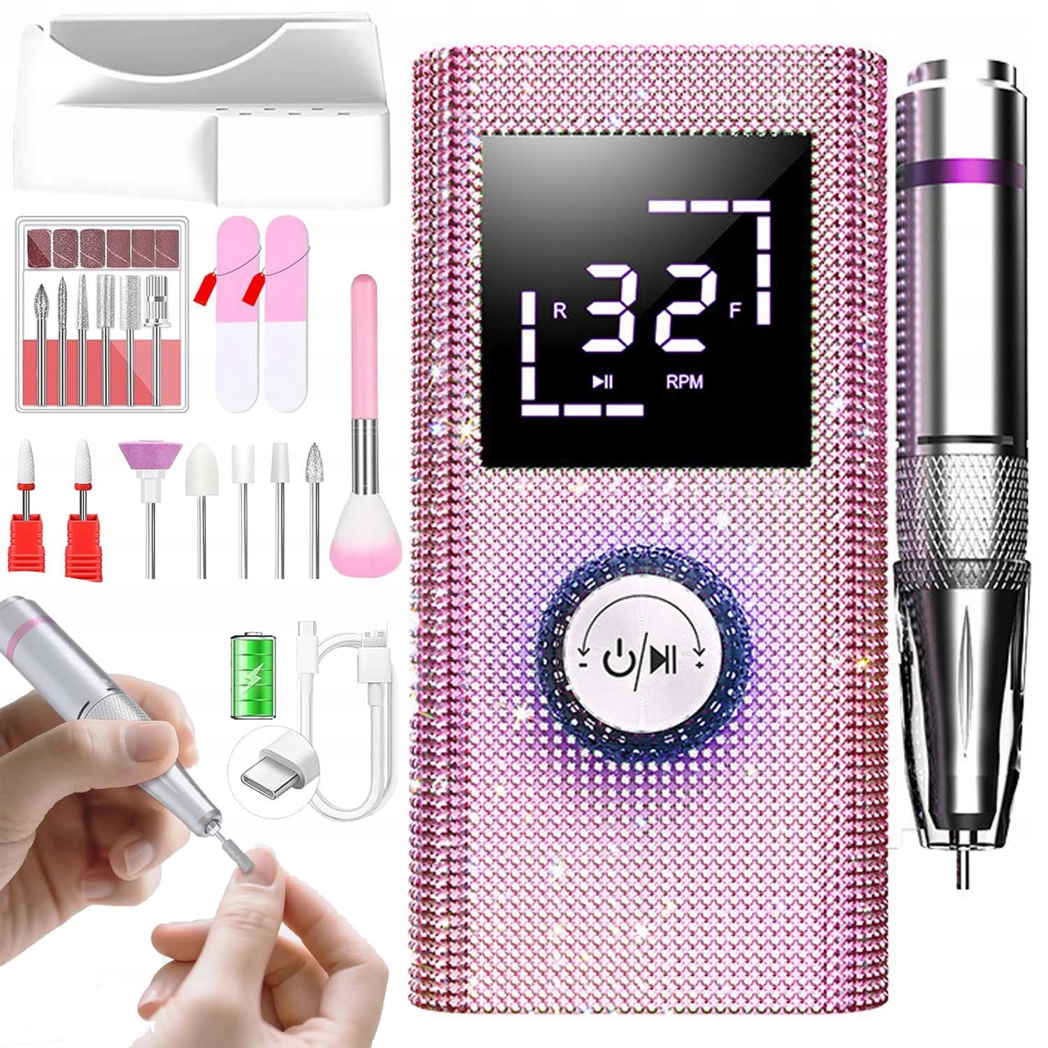 Bruska Manikúra Pedikúra 50W Profesionální Výkonná Sada Fréz