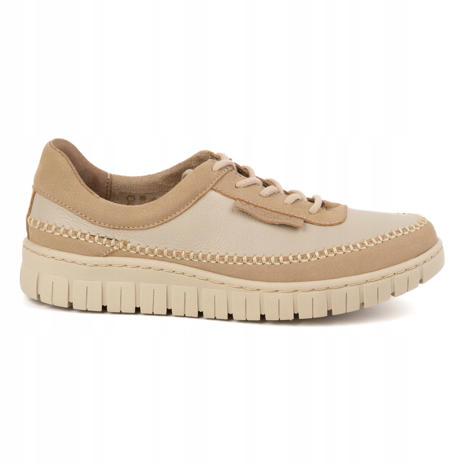 Dámské kožené polobotky na silné podrážce 0759W béžová lico 40