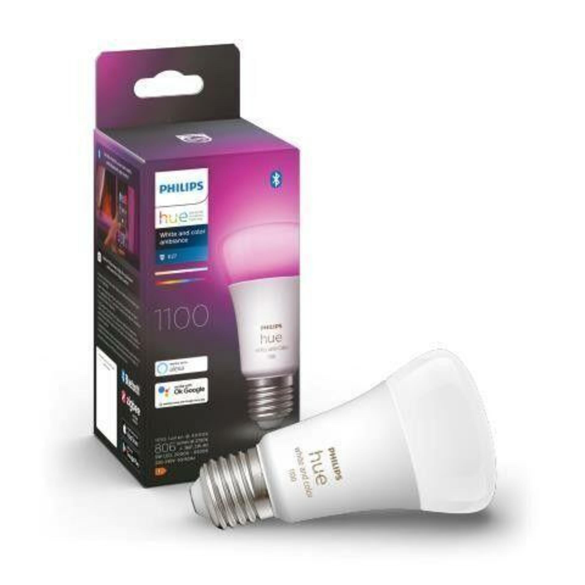 Philips Hue White and Color Ambiance E27 9W 1100lm Rgb Bluetooth stmievateľn