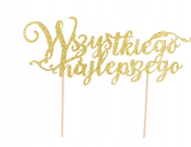 

Topper na tort Wszystkiego najlepszego złoty toper