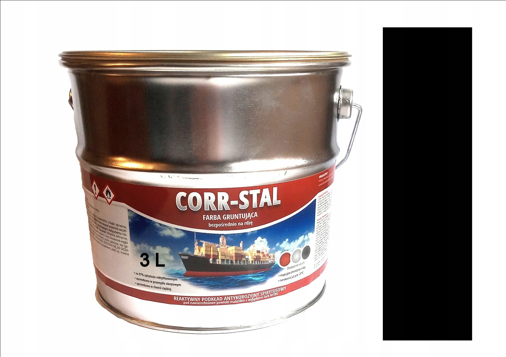Farba podkładowa do metalu stali maszyn Czarna 3L okrętowa na rdzę Agri