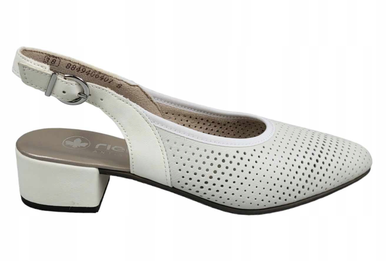 Rieker dámské nazouváky bez paty Rieker 47066-80 Bílé, podpatek vel. 40