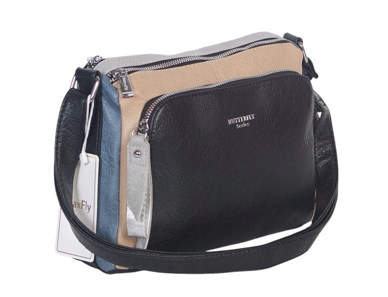 Torebka listonoszka na długim pasku Multikolor |Dwie komory Kieszenie