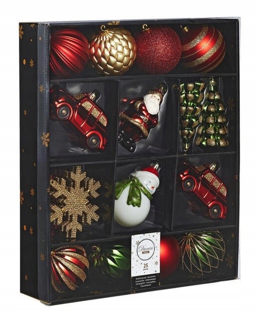 Vánoční přívěsky na vánoční stromeček nerozbitné, sada 25 kusů