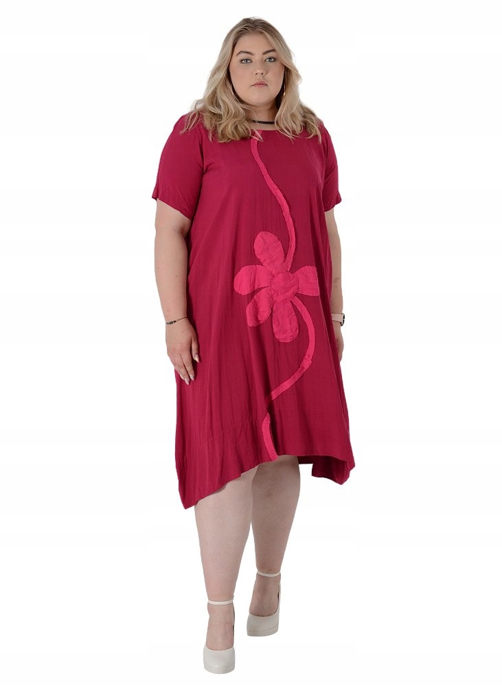 Pata Krásné Šaty S Květem Tmavě Růžové Barvy PT14 52