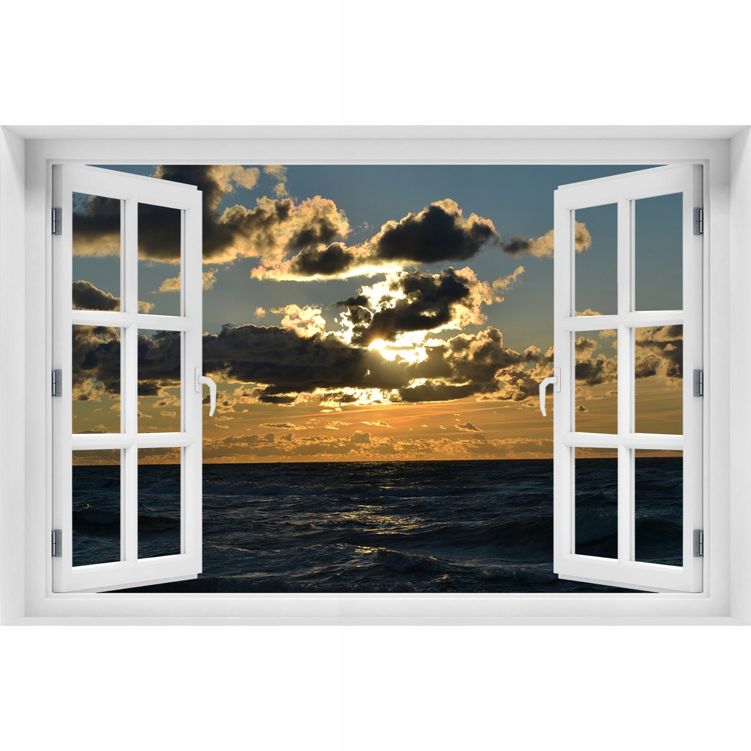 

Naklejka Fototapeta Okno Zachód nad morzem 120x80