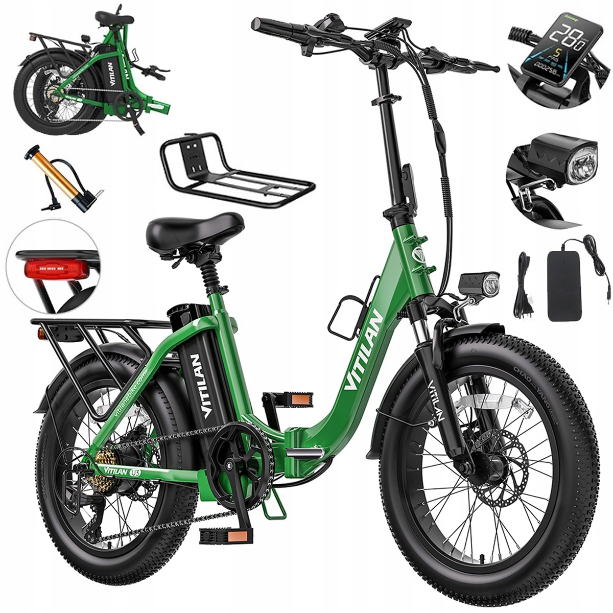 Vitilan U3 Skládací elektrický městský 750W 48V 13AH 45KM/H 120KM 20"*3.0"