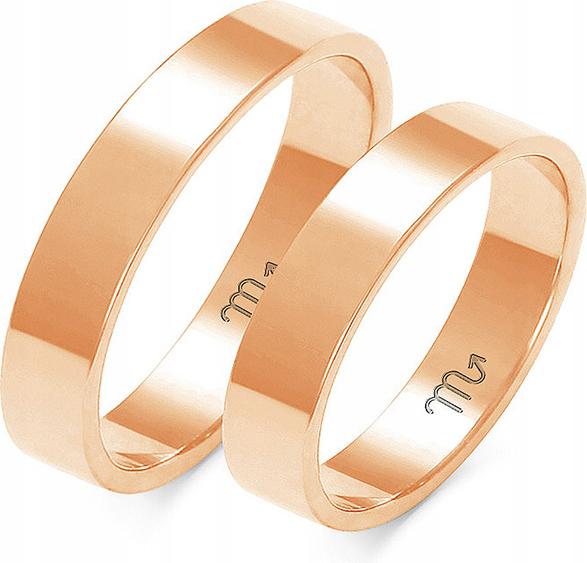 svatba prsten z růžového zlata 585, Velikost 17, nadčasový, s gravírováním