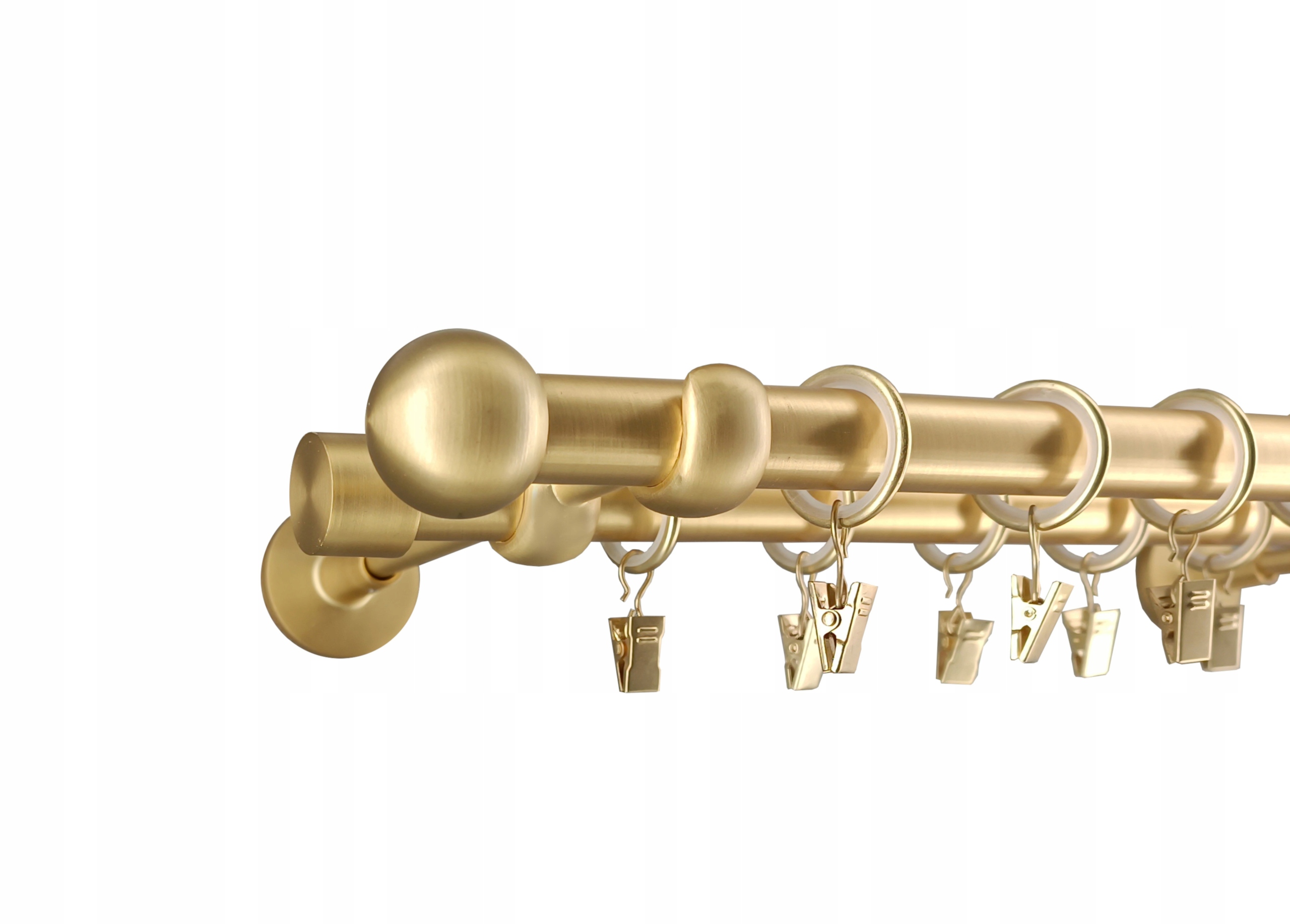 garnýž dvojitá 19+19 mm Zlato Mat 180 cm Kulička