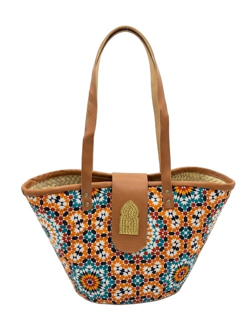Marocká Taška Košík Mozaika Barevná Kůže Kapsa Boho