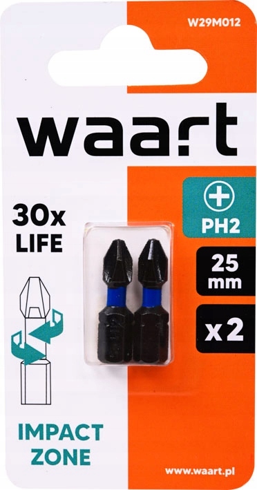 KOŃCÓWKI WKRĘTAKOWE UDAROWE KRZYŻOWE PH2X25MM 2SZT