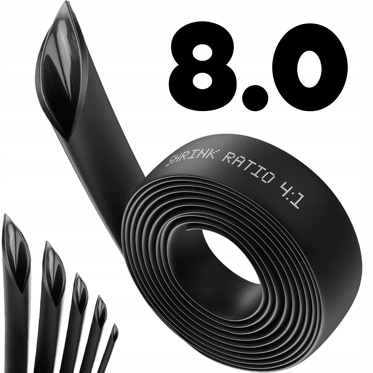 RURKA TERMOKURCZLIWA 8mm 8/2 Rura z KLEJEM KOSZULKA GRUBA CZARNA 4:1 1M
