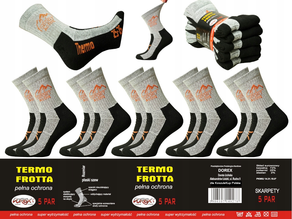 

5x Skarpety Termo Frotta frotte Zimowe Polskie