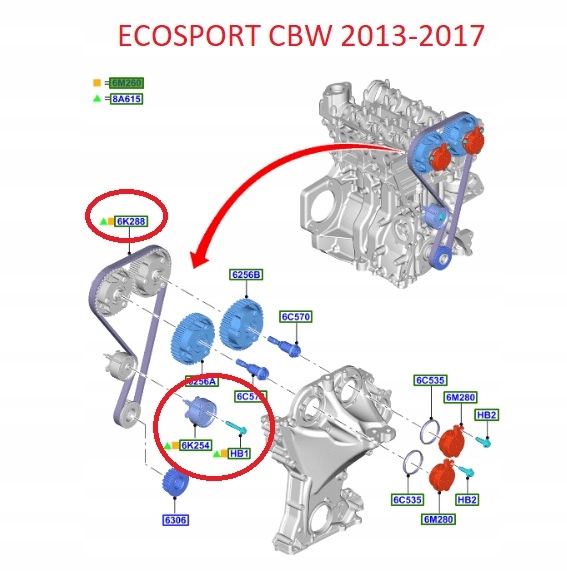 PASEK ROZRZĄDU 1.0 ECOBOOST ECOSPORT FORD OE _ 2122062 _ E3BG-6M260-AA Jakość części (zgodnie z GVO) O - oryginał z logo producenta pojazdu (OE)