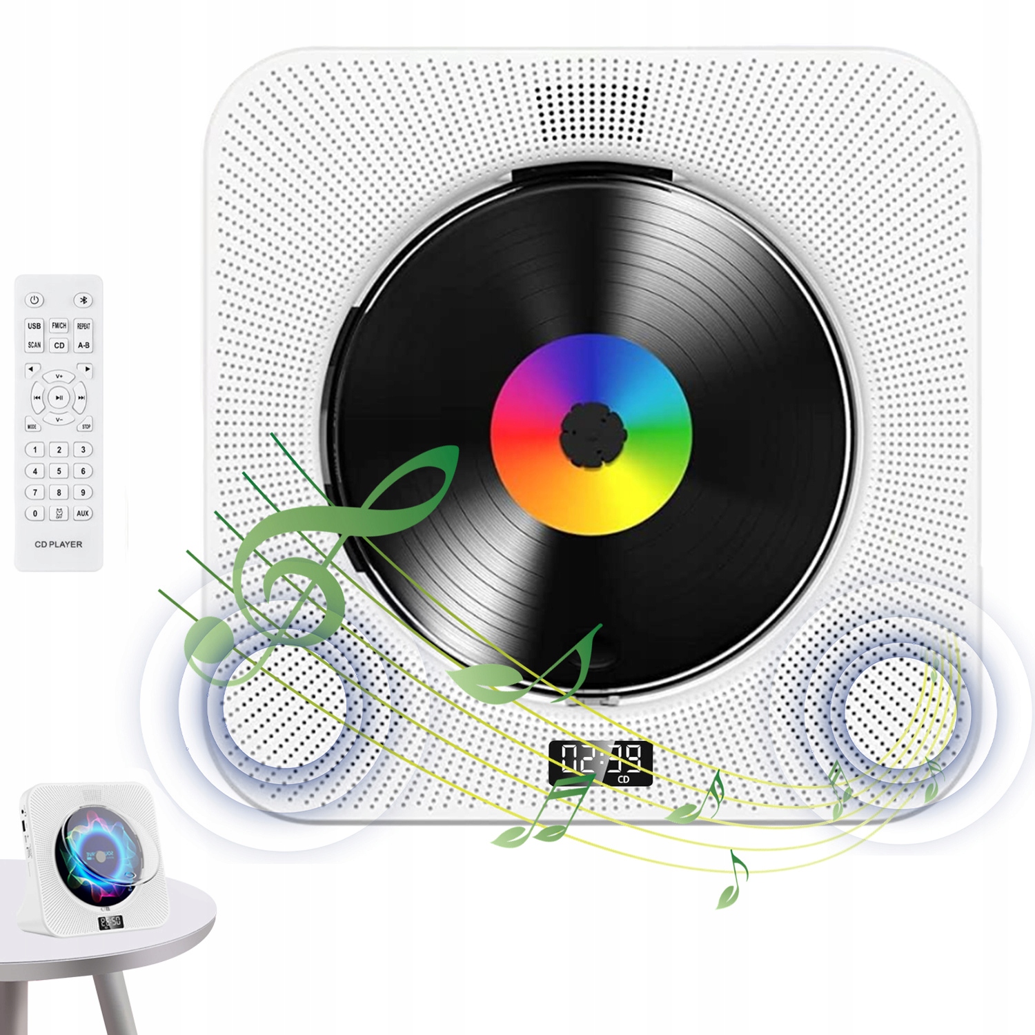 Přehrávač CD Přenosné Rádio Fm Přehrávač Bluetooth 5.0 MP3 Usb/aux